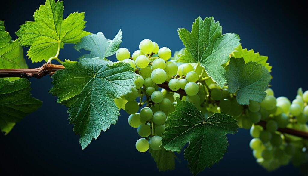 Fresh green grape vineyard in nature, ripe fruit growth generated by AI Free Photo