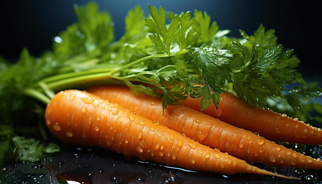 Fresh, healthy vegetable salad with organic parsley on rustic wooden table generated by AI Free Photo