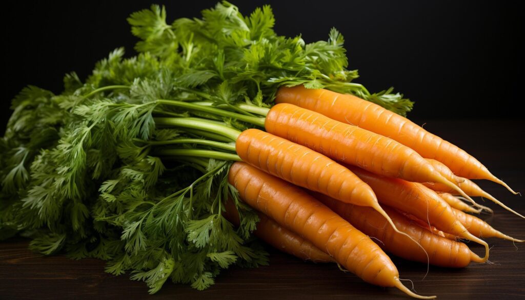 Fresh, healthy vegetables carrot, parsley, leaf, salad, organic, vegetarian generated by AI Free Photo