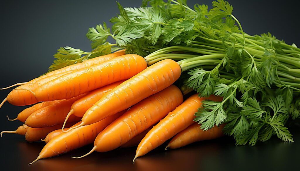 Fresh, healthy vegetables carrot, tomato, leaf, parsley, salad, plant generated by AI Free Photo