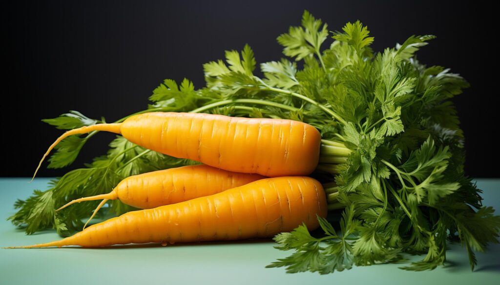 Fresh, healthy vegetables on a wooden table, nature bounty generated by AI Free Photo