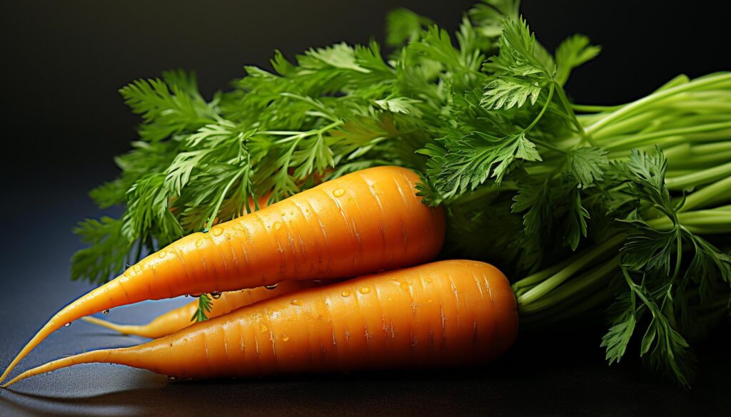 Fresh, healthy vegetarian salad carrot, parsley, tomato, cilantro, organic generated by AI Free Photo