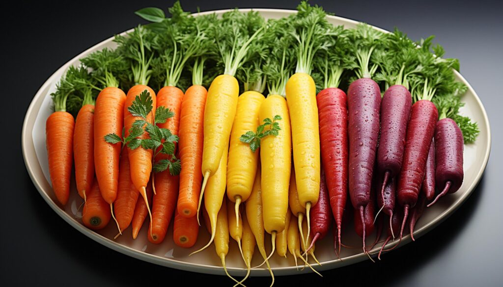 Fresh, healthy vegetarian salad with colorful organic vegetables on plate generated by AI Free Photo