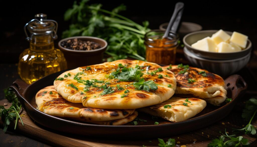 Fresh homemade gourmet meal on rustic wood table, cooked with love generated by AI Free Photo