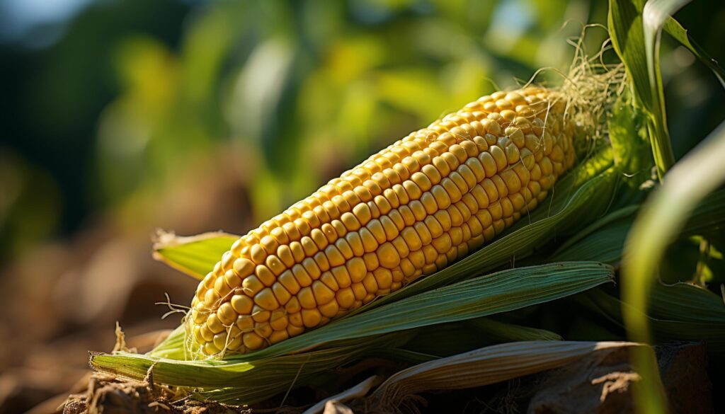 Fresh organic corn on the cob, a healthy summer meal generated by AI Free Photo