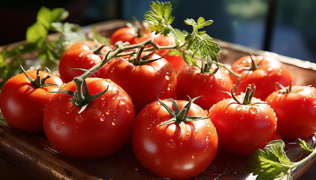 Fresh, organic tomato salad a healthy, vibrant summer meal generated by AI Free Photo