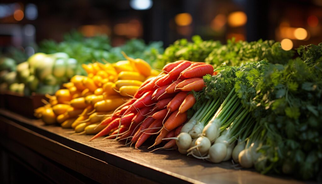 Fresh organic vegetables for healthy eating at the supermarket generated by AI Free Photo