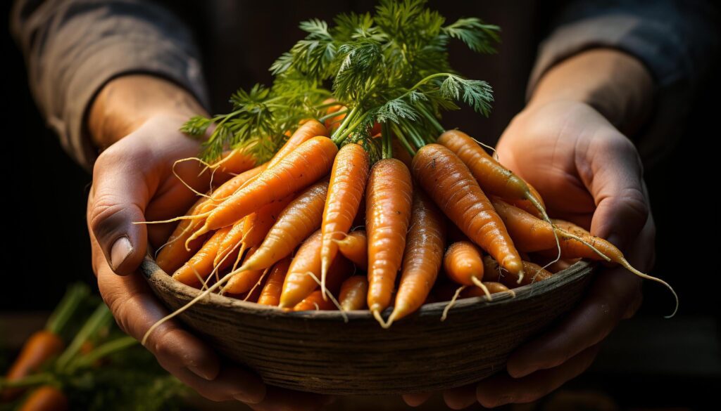 Fresh organic vegetables, hand picked from the farmer basket generated by AI Free Photo