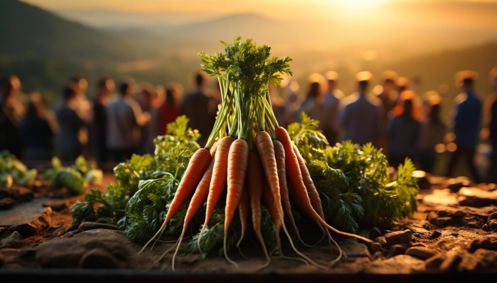 Fresh organic vegetables harvested outdoors, healthy eating, vegetarian food generated by AI Free Photo