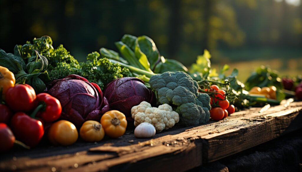 Fresh, organic vegetables on rustic wooden table, autumn harvest generated by AI Free Photo