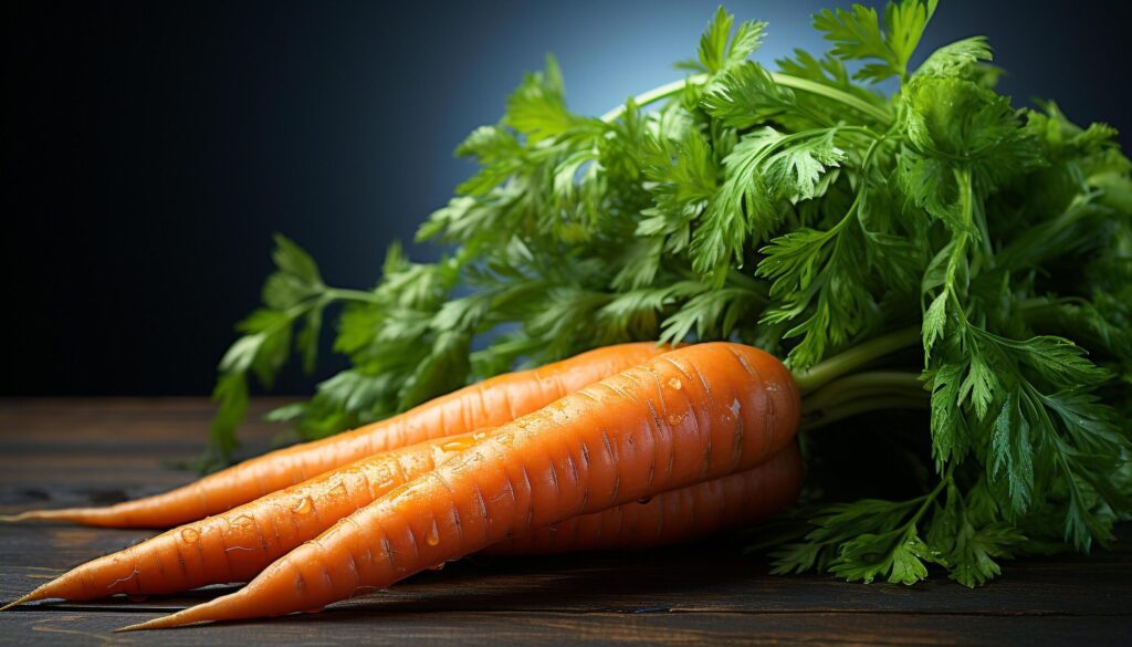 Fresh organic vegetables on rustic wooden table, healthy and delicious generated by AI Free Photo