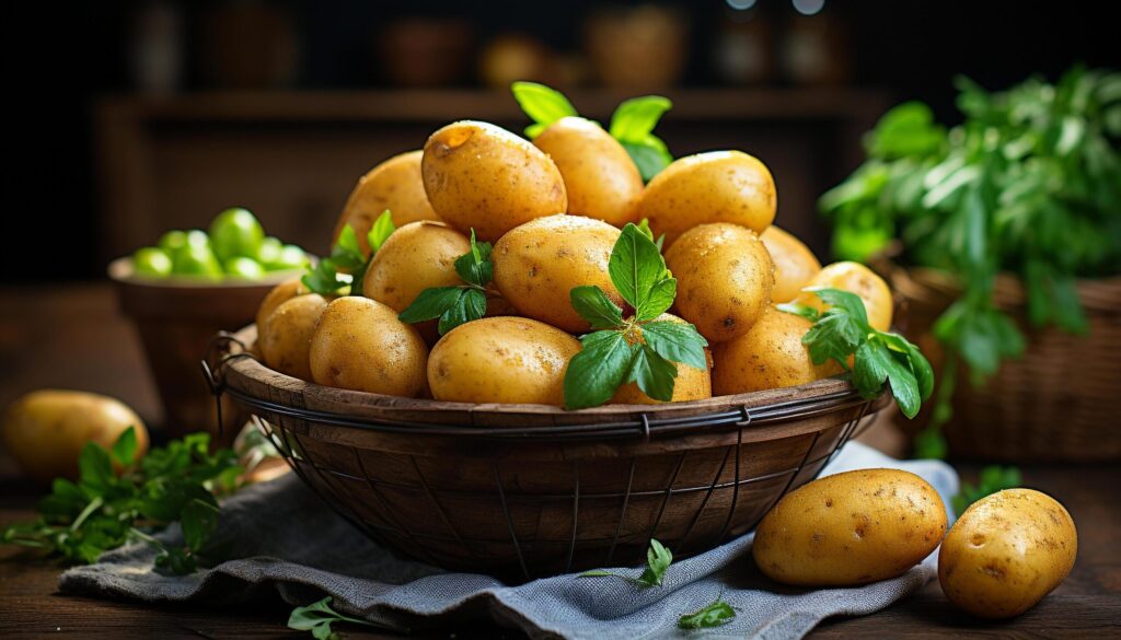 Fresh organic vegetables on wooden table, healthy eating, vegetarian meal generated by AI Free Photo