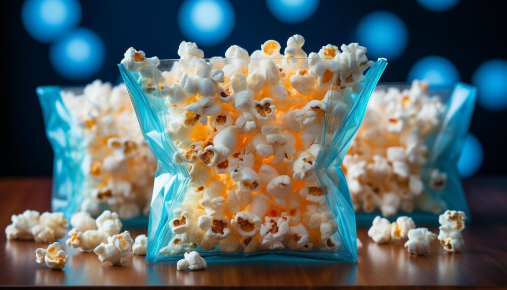 Fresh popcorn and candy, a movie theater indulgence generated by AI Free Photo