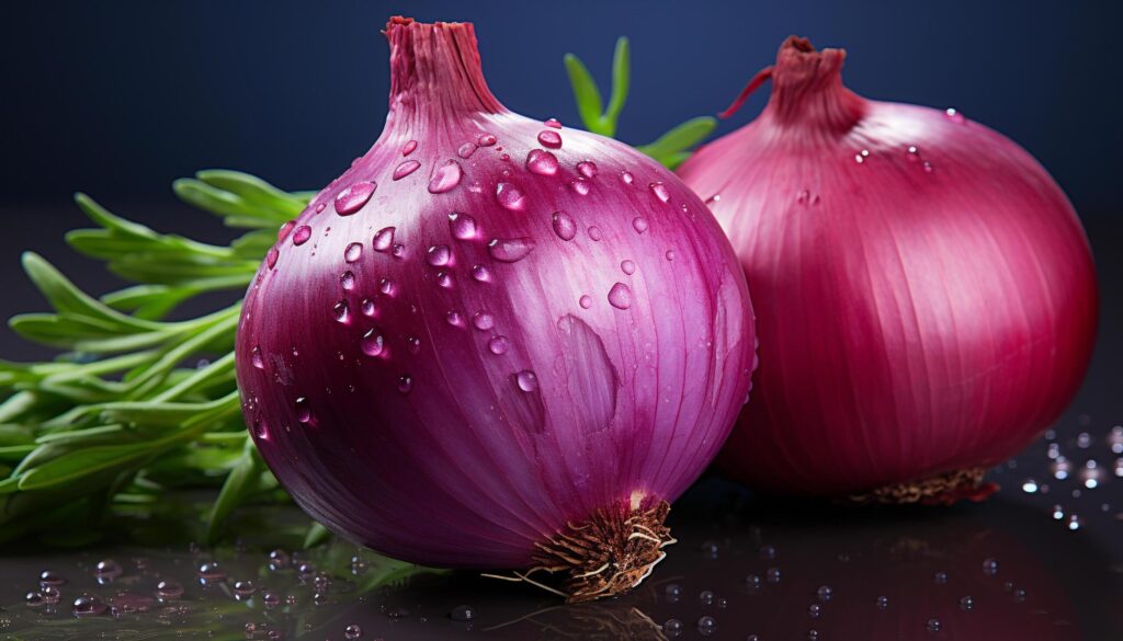 Fresh purple onion slice, a healthy vegetarian ingredient generated by AI Free Photo