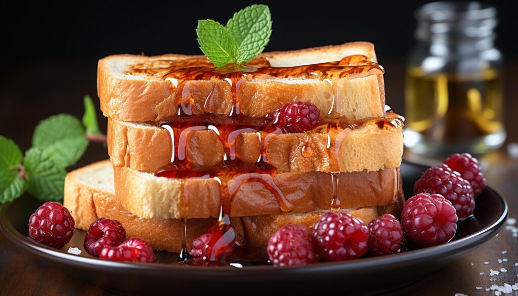 Fresh raspberry dessert on wooden plate, homemade gourmet indulgence generated by AI Free Photo