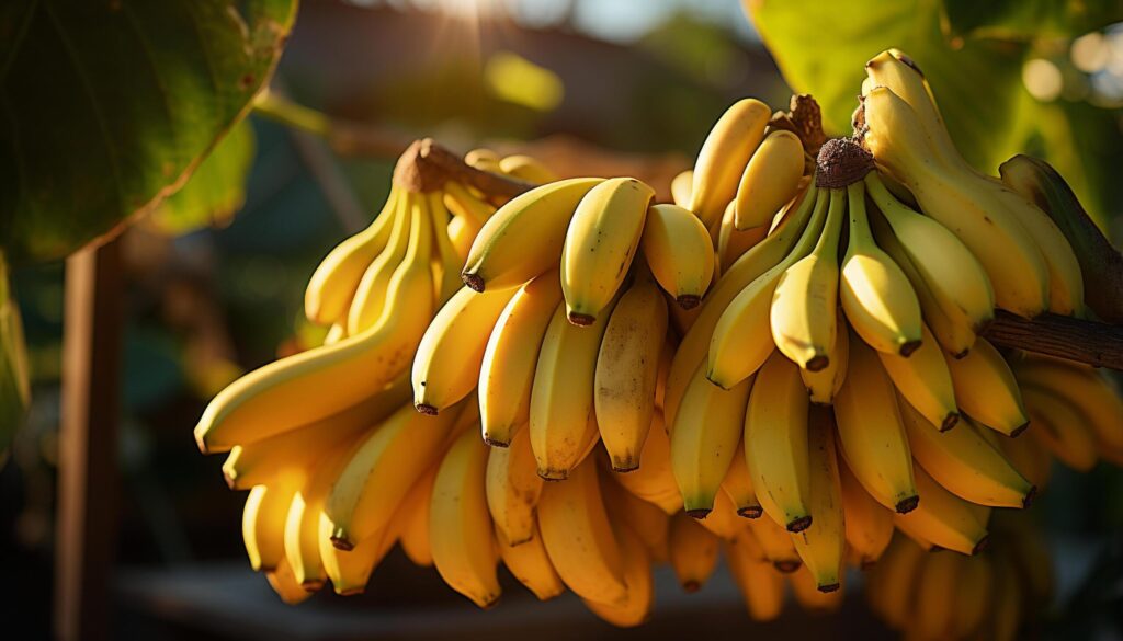 Fresh, ripe banana, a healthy snack in vibrant nature generated by AI Free Photo