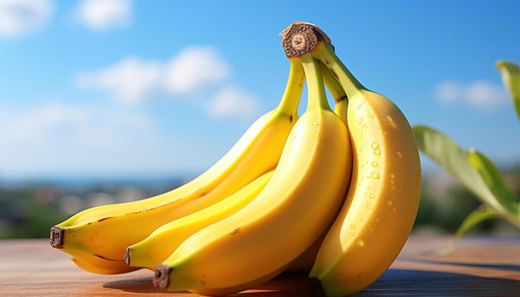 Fresh, ripe banana healthy snack for summer refreshment generated by AI Free Photo