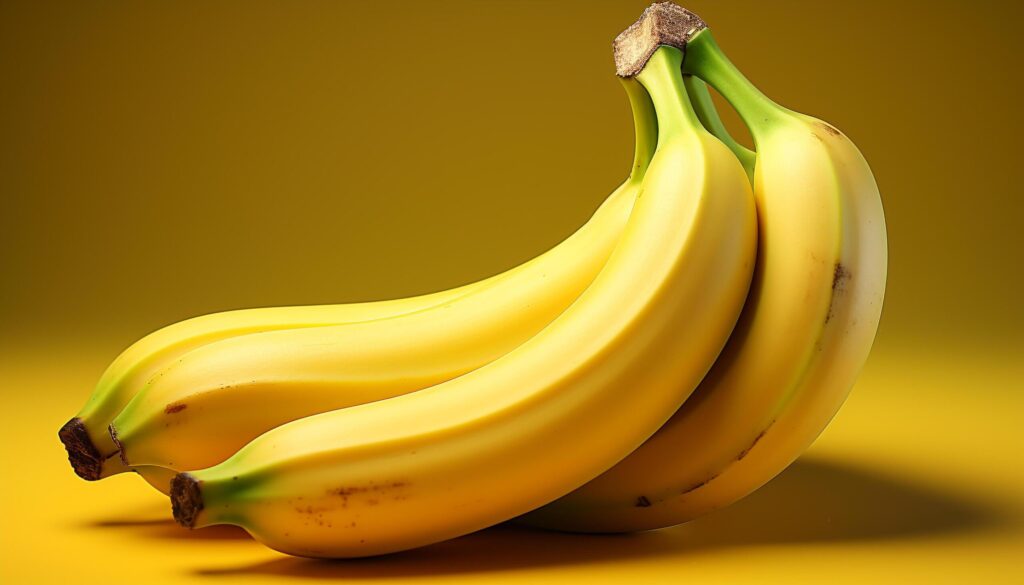 Fresh, ripe banana nature healthy, sweet, yellow snack generated by AI Free Photo