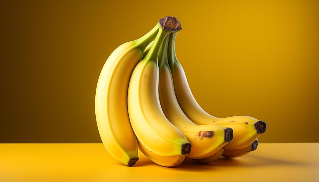 Fresh, ripe banana nature healthy, yellow, sweet snack generated by AI Free Photo