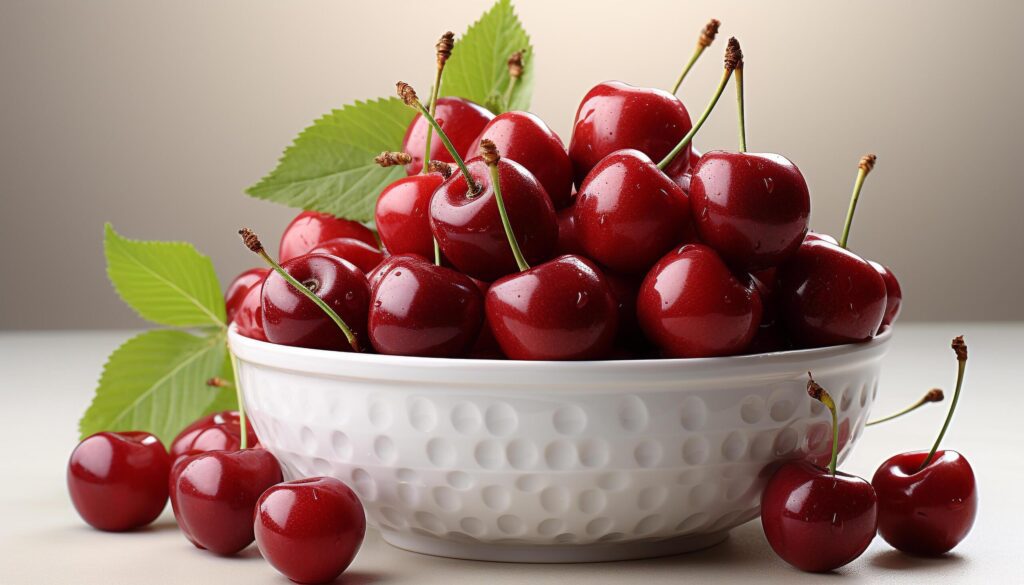 Fresh, ripe berries on a wooden table, a healthy snack generated by AI Free Photo