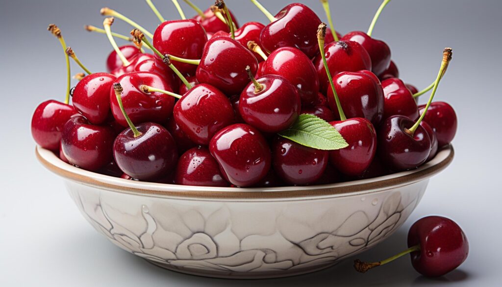 Fresh, ripe berries on a wooden table, a healthy summer snack generated by AI Free Photo