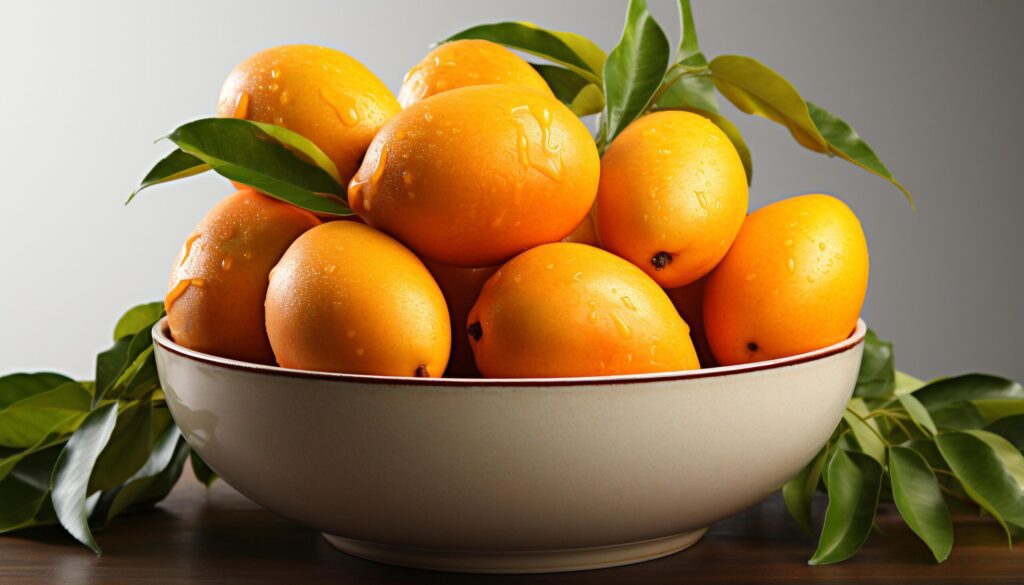 Fresh, ripe citrus fruit on wooden table, a healthy summer snack generated by AI Free Photo