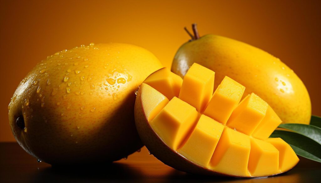 Fresh, ripe fruit slice on wooden table healthy snack generated by AI Free Photo