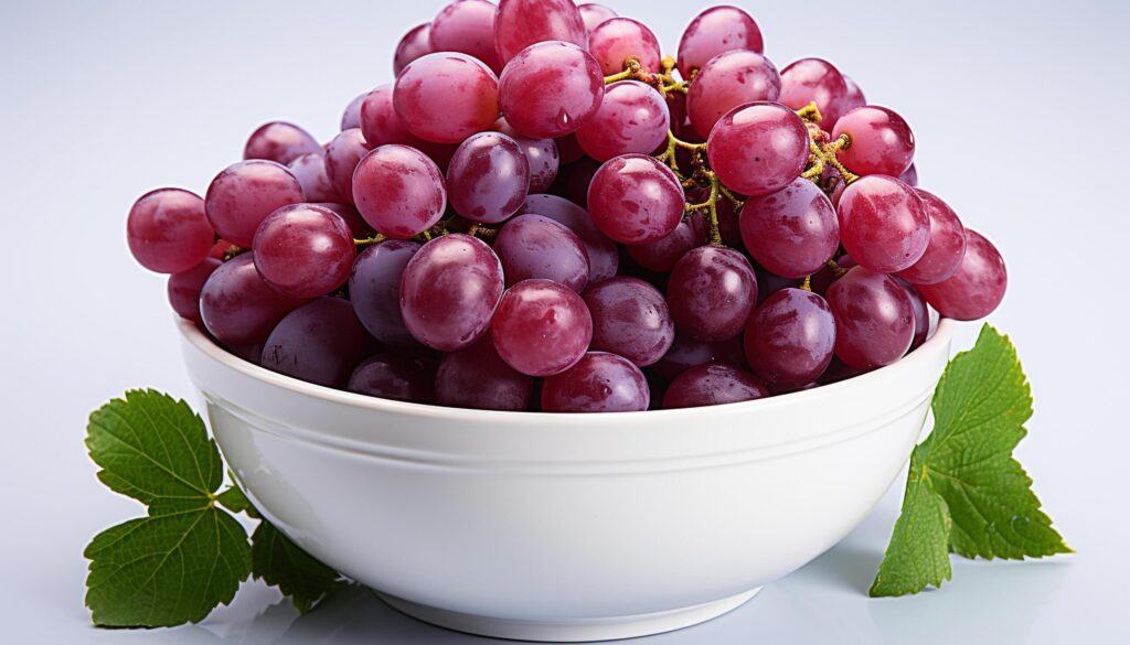 Fresh, ripe grapes in a bowl, a healthy, organic snack generated by AI Free Photo