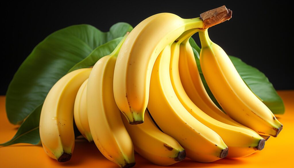 Fresh, ripe, yellow banana nature healthy, sweet snack generated by AI Free Photo