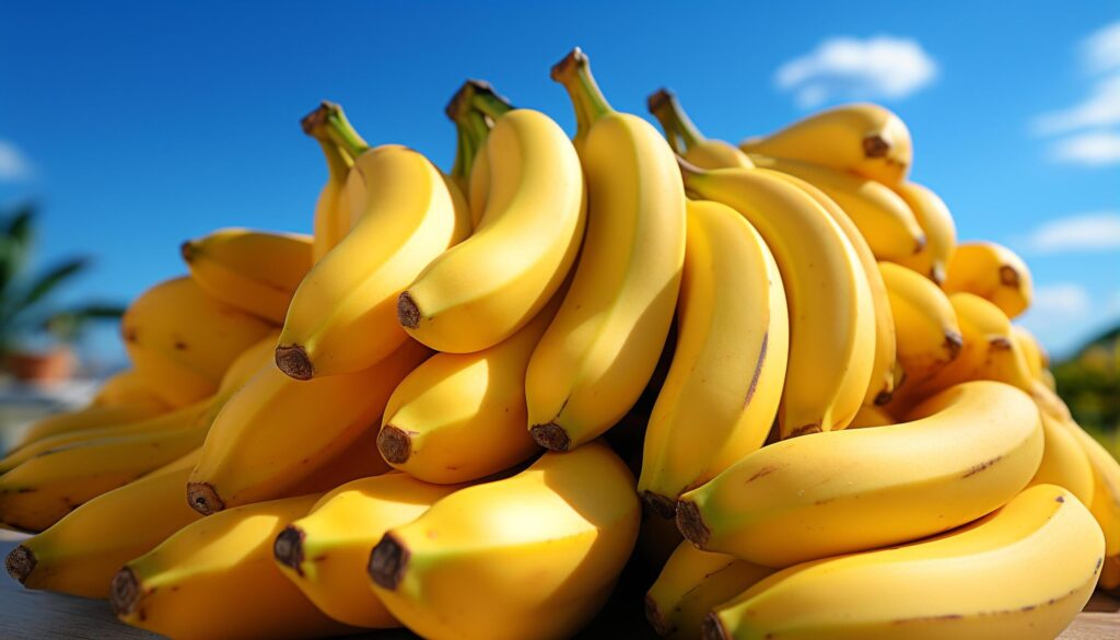 Fresh, ripe, yellow bananas healthy, organic tropical fruit generated by AI Free Photo