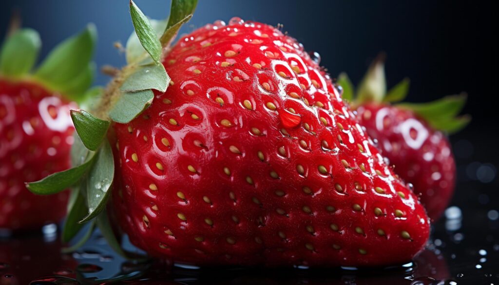 Fresh strawberry dessert on wooden table, healthy and delicious generated by AI Free Photo