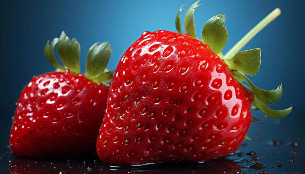 Fresh strawberry, ripe and juicy, a healthy summer snack generated by AI Free Photo