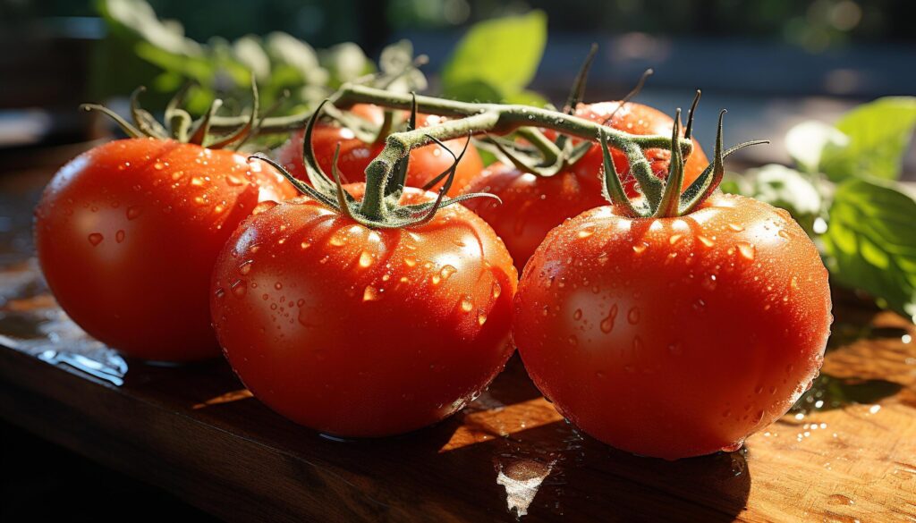 Fresh tomato, healthy vegetable, organic food, ripe and juicy generated by AI Free Photo