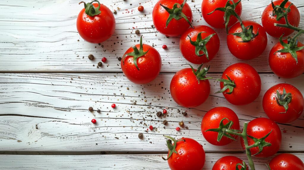 Fresh Tomatoes on White Wooden Table Free Photo