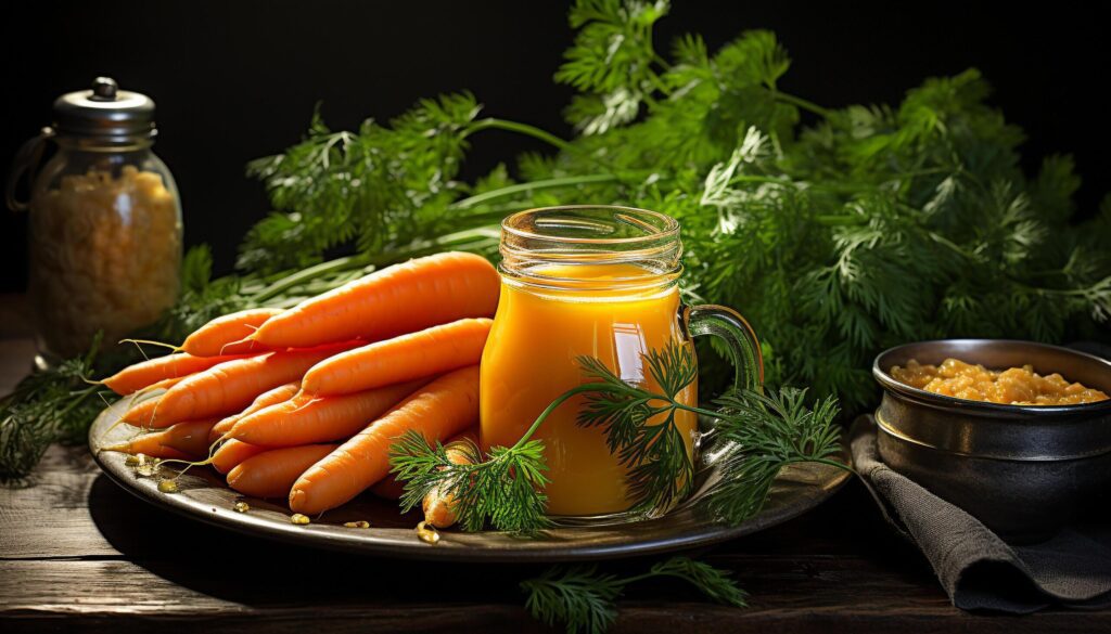 Fresh vegetable meal on rustic wooden table, healthy and organic generated by AI Free Photo