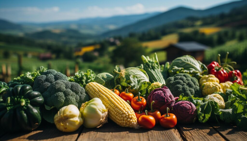 Fresh vegetables from the farm, a healthy and colorful meal generated by AI Free Photo