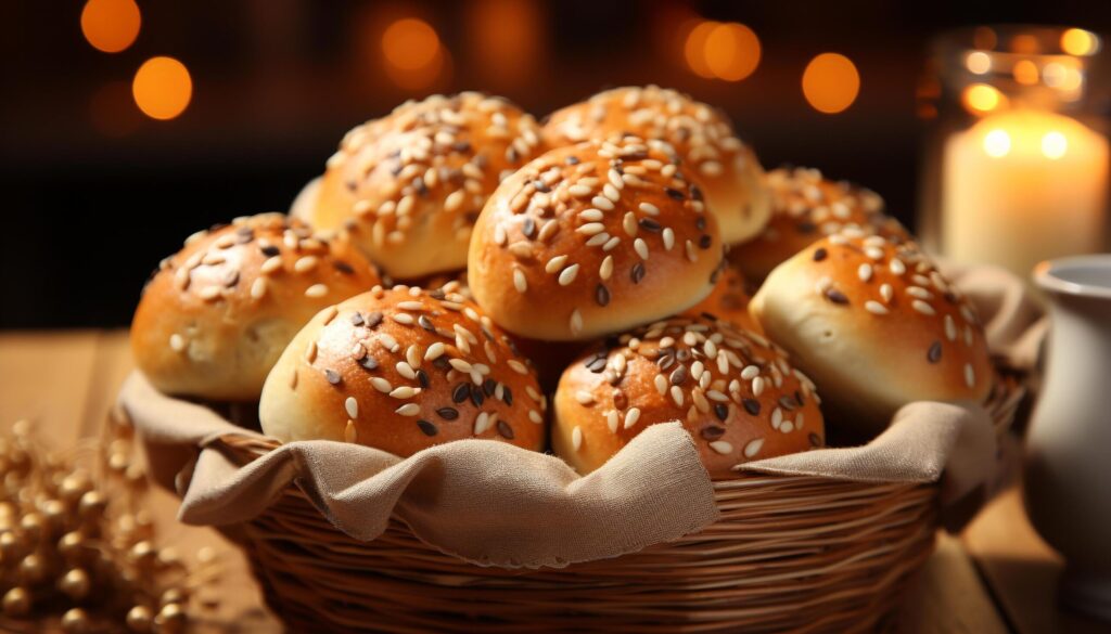 Freshly baked bread, a sweet indulgence on a rustic table generated by AI Free Photo