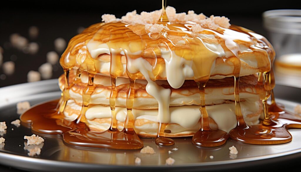 Freshly baked homemade chocolate cake with whipped cream and syrup generated by AI Free Photo