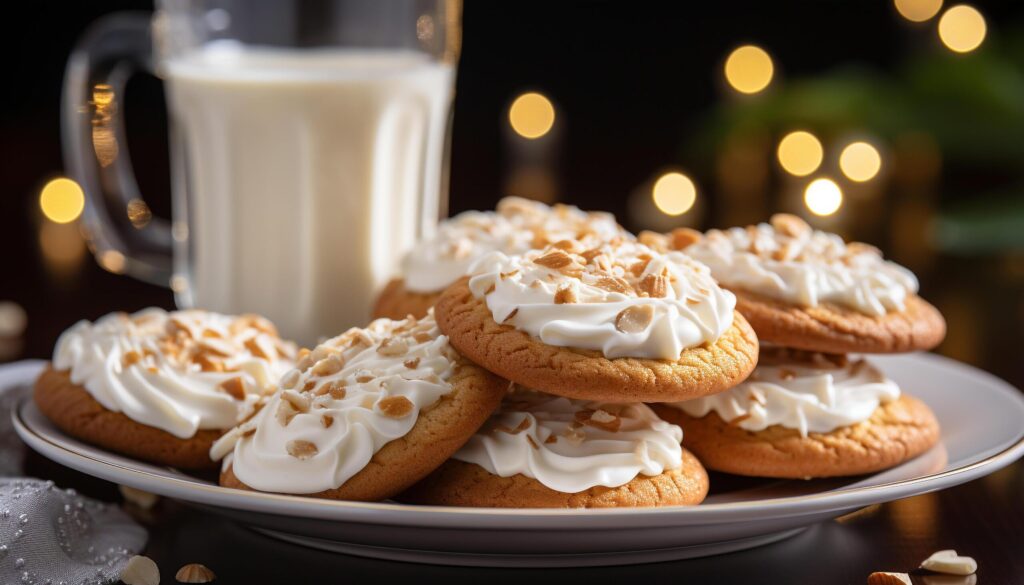 Freshly baked homemade chocolate cookies on a rustic wooden table generated by AI Free Photo