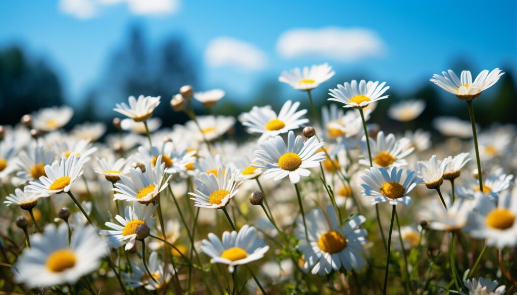 Freshness and beauty in nature yellow daisy blossoms in meadow generated by AI Free Photo