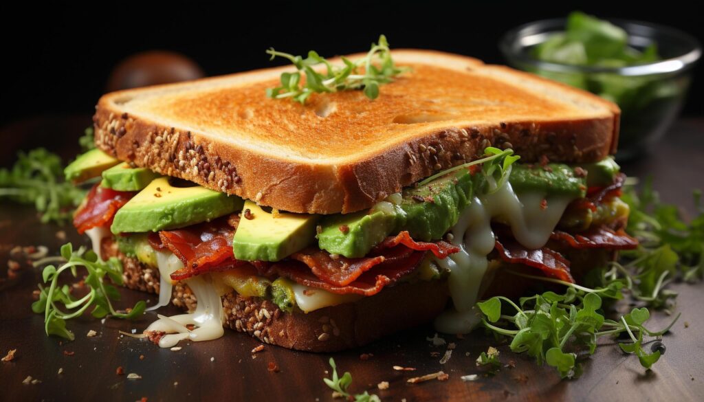 Freshness and gourmet in a healthy grilled vegetable sandwich generated by AI Free Photo