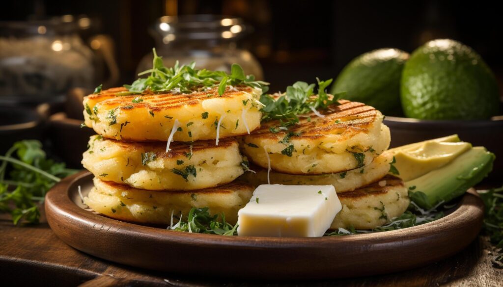 Freshness and gourmet meal on a rustic wooden table generated by AI Free Photo