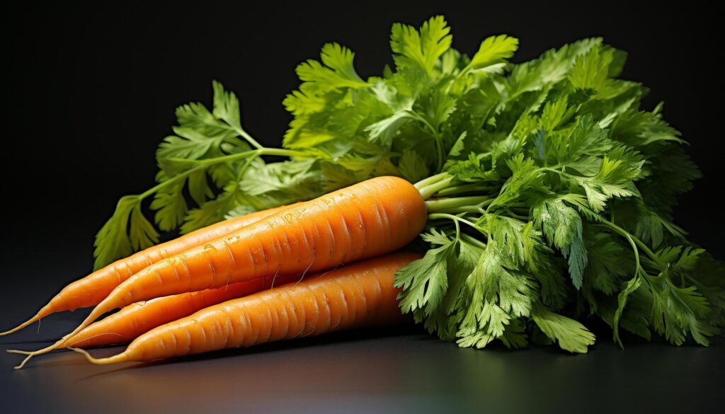 Freshness and health in a close up of organic vegetables generated by AI Free Photo