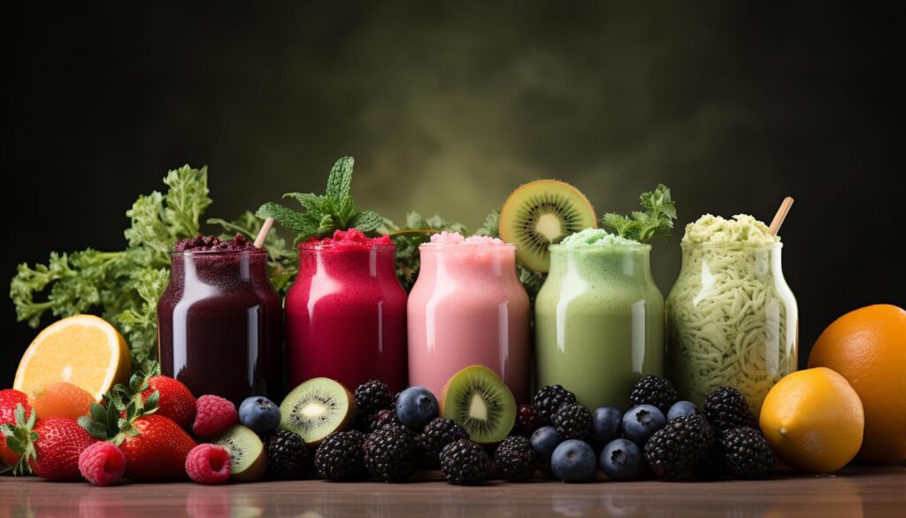 Freshness and healthy eating in a summer berry smoothie generated by AI Free Photo