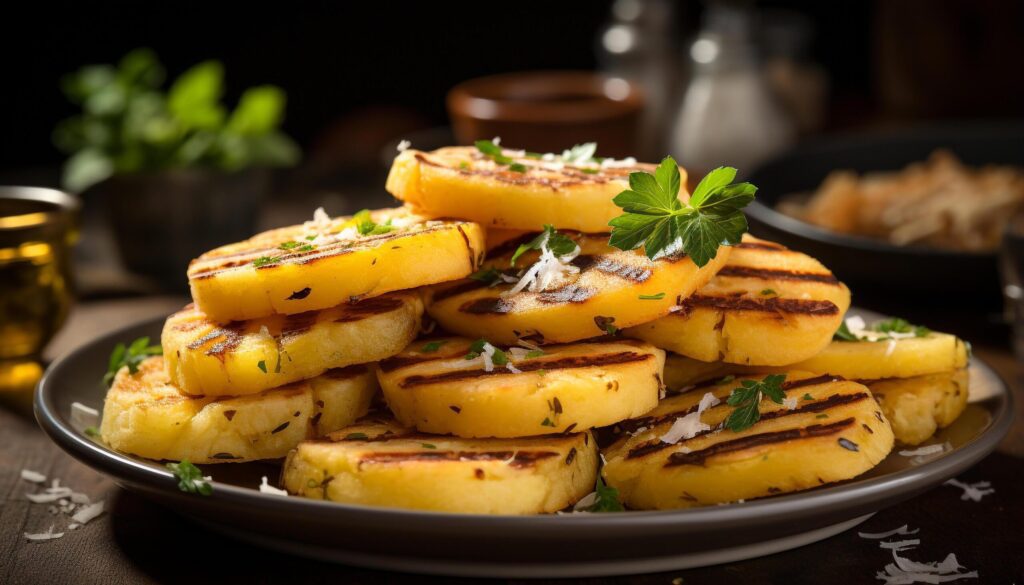 Freshness and heat on a plate, grilled vegetable appetizer generated by AI Free Photo