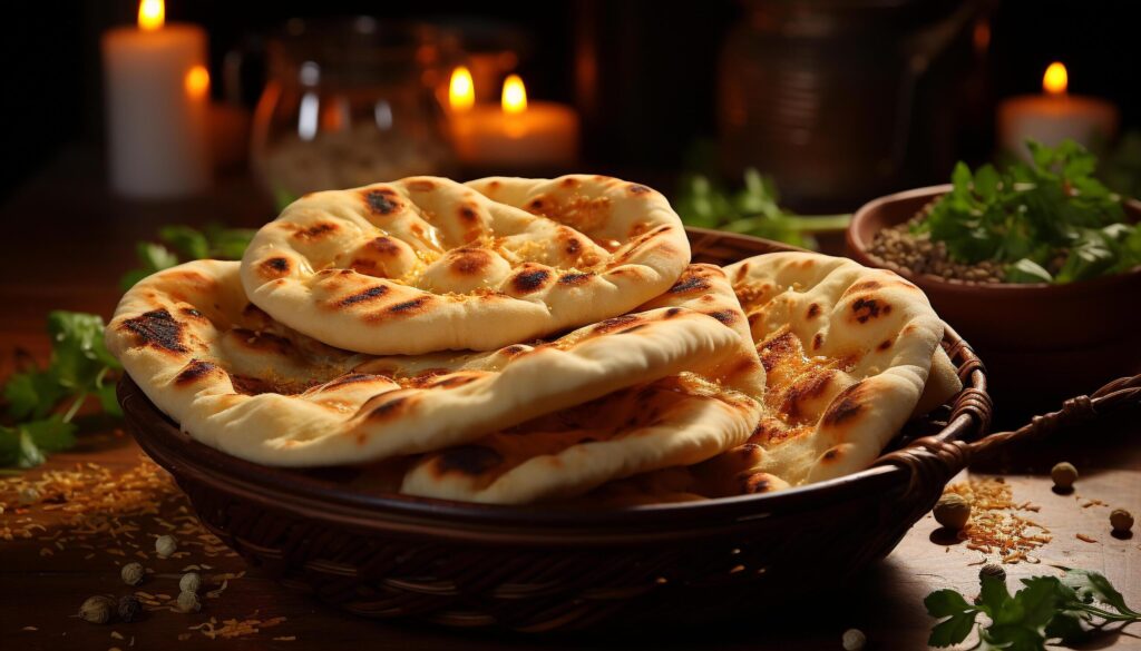 Freshness and homemade bread, a gourmet meal on a rustic table generated by AI Free Photo