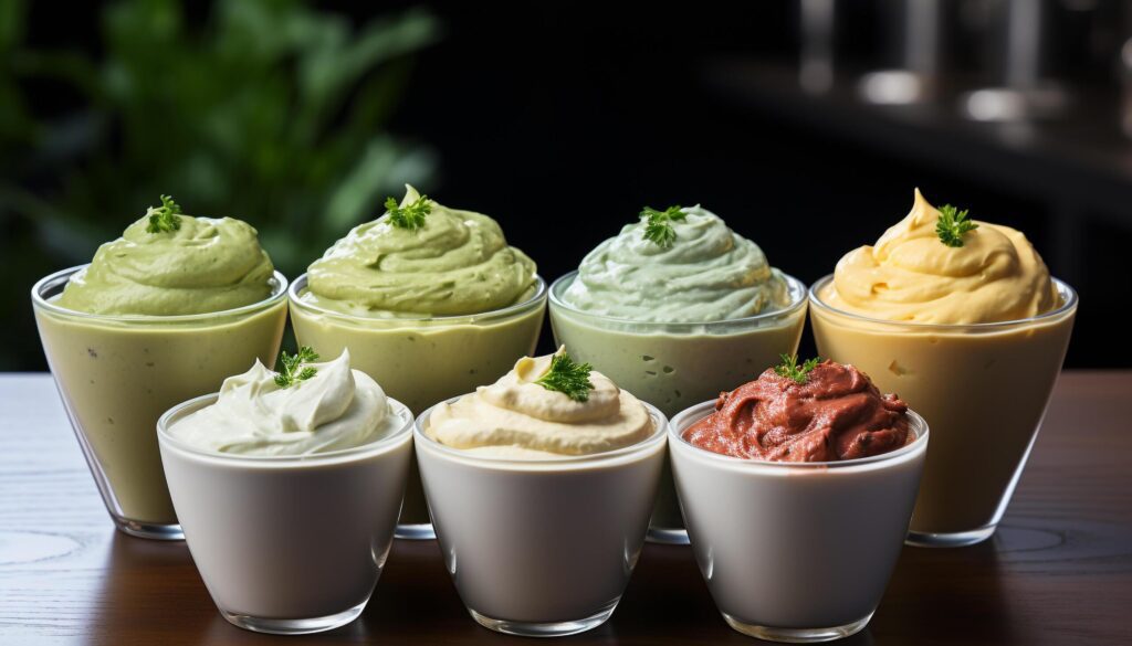 Freshness and indulgence in a healthy, vegetarian fruit mousse generated by AI Free Photo