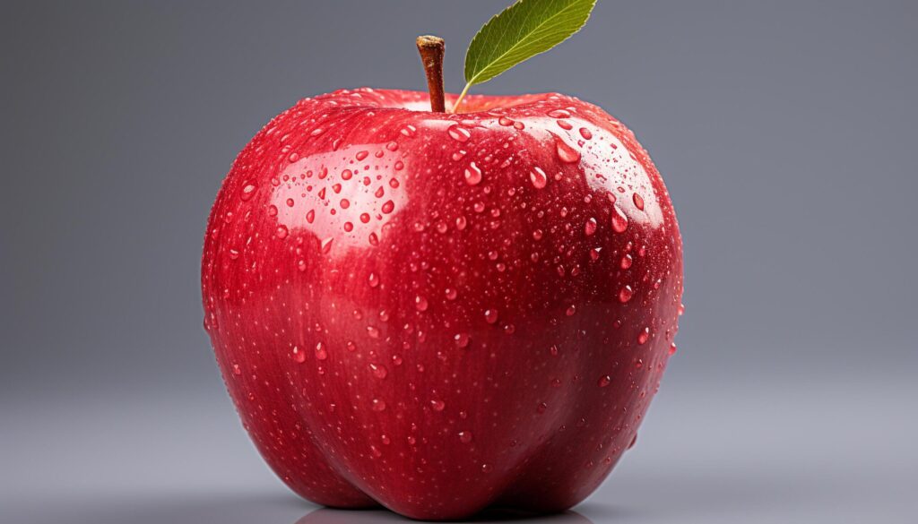 Freshness and juiciness of a ripe apple in nature generated by AI Free Photo