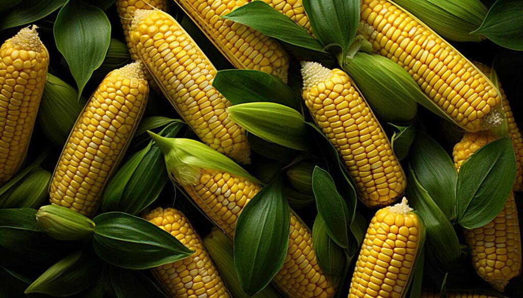 Freshness and nature beauty in a healthy corn harvest generated by AI Free Photo