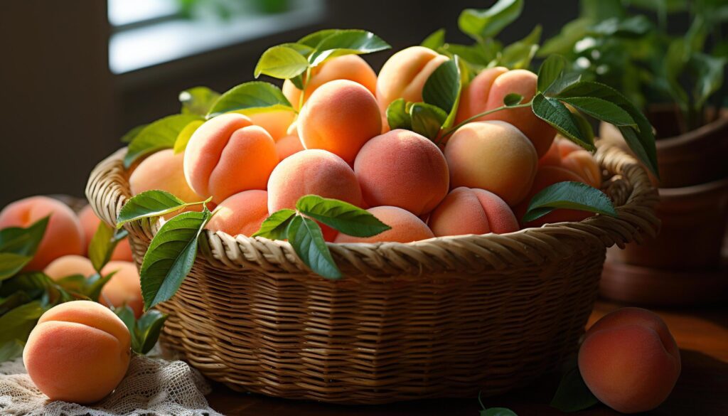 Freshness and nature in a basket of ripe fruit generated by AI Free Photo